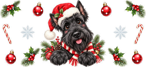 Scottish Terrier Christmas UV DTF Cup Wrap for 16oz Libbey Can KA-19233