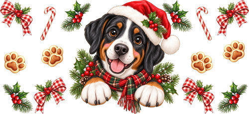 Greater Swiss Mountain Dog Christmas UV DTF Cup Wrap for 16oz Libbey Can KA-19236
