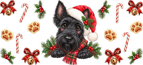 Scottish Terrier Christmas UV DTF Cup Wrap for 16oz Libbey Can KA-19252
