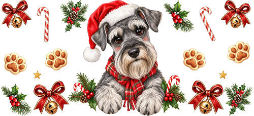 Miniature Schnauzer Christmas UV DTF Cup Wrap for 16oz Libbey Can KA-19257