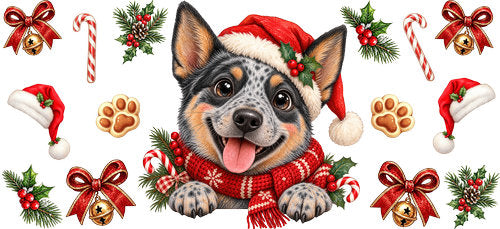Australian Cattle Dog Christmas UV DTF Cup Wrap for 16oz Libbey Can KA-19264