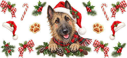 German Shepherd Christmas UV DTF Cup Wrap for 16oz Libbey Can KA-19268