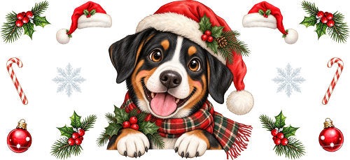 Bernese Mountain Dog Christmas UV DTF Cup Wrap for 16oz Libbey Can KA-19282