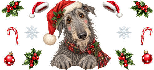 Irish Wolfhound Christmas UV DTF Cup Wrap for 16oz Libbey Can KA-19302