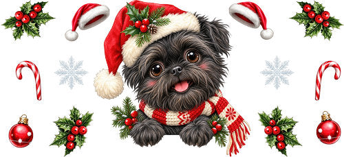 Affenpinscher Christmas UV DTF Cup Wrap for 16oz Libbey Can KA-19310