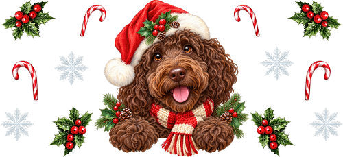 Labradoodle Christmas UV DTF Cup Wrap for 16oz Libbey Can KA-19314