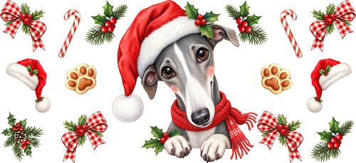 Greyhound Christmas UV DTF Cup Wrap for 16oz Libbey Can KA-19329