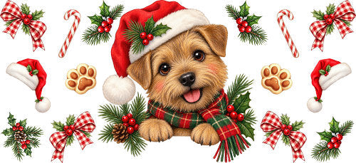 Norfolk Terrier Christmas UV DTF Cup Wrap for 16oz Libbey Can KA-19340