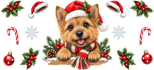 Yorkshire Terrier Christmas UV DTF Cup Wrap for 16oz Libbey Can KA-19341