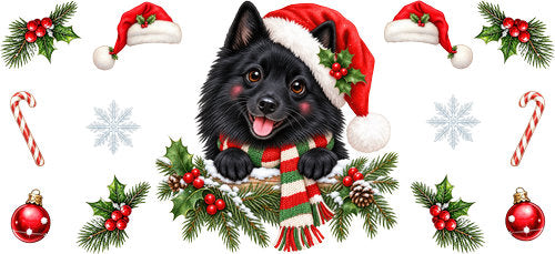 Pomeranian Christmas UV DTF Cup Wrap for 16oz Libbey Can KA-19347