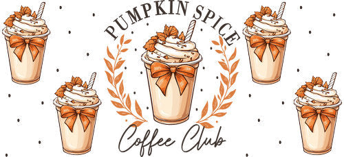 Pumpkin Spice Club UV DTF Cup Wrap for 16oz Libbey Can KA-19385