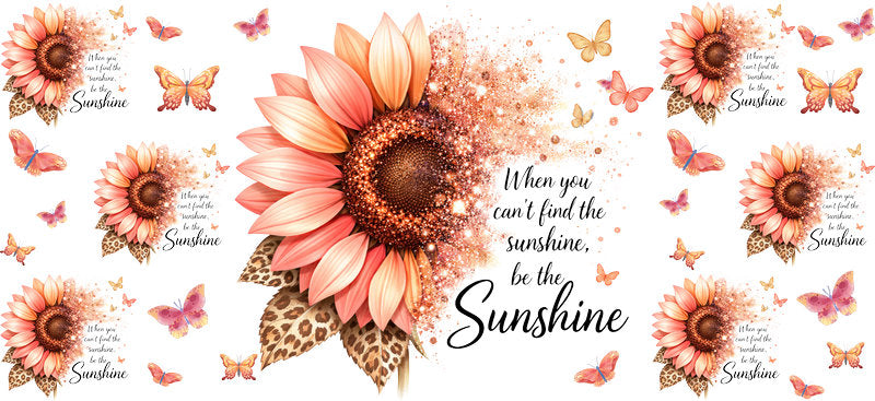 peach butterfly sunflower cup wrap for glass