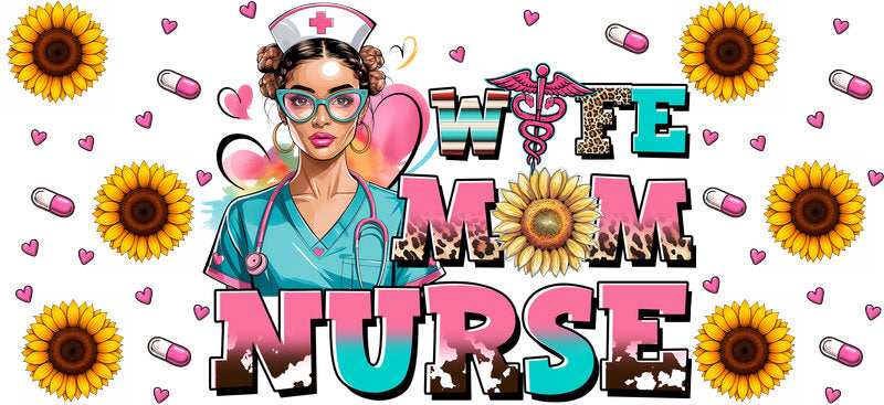 uv dtf cup wrap for libbey glass nurse design ka-5751