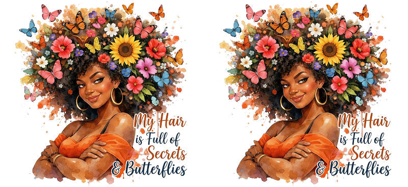 afro butterfly queen uv dtf wrap ka-5834