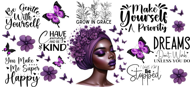 purple afro dreams uv dtf wrap ka-5875