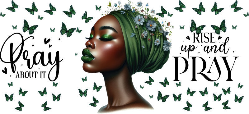 pray green afro beauty uv dtf wrap ka-5880