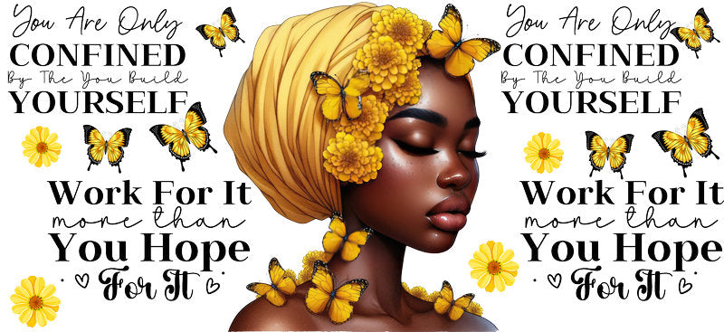 yellow faith afro queen uv dtf wrap ka-5881