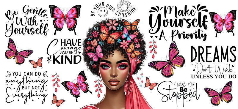 dream big afro queen uv dtf wrap ka-5895