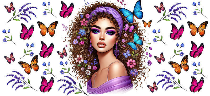purple butterfly queen uv dtf wrap ka-5899