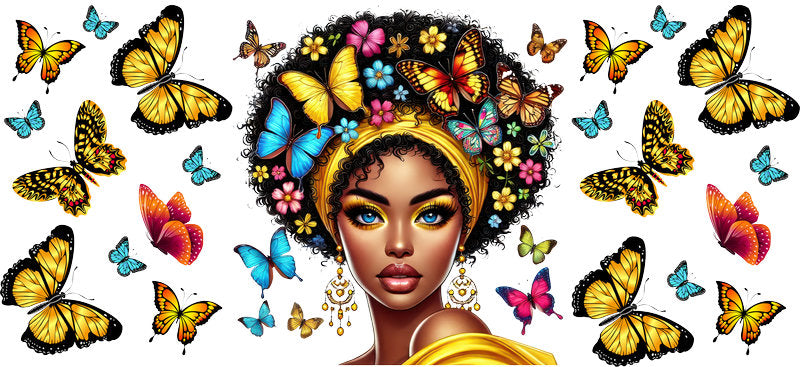 yellow butterfly queen uv dtf wrap ka-5905