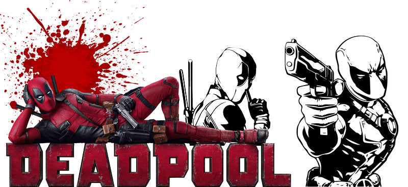 Deadpool chaos style UV DTF cup wrap decal for 16oz Libbey glass cup KA-5910