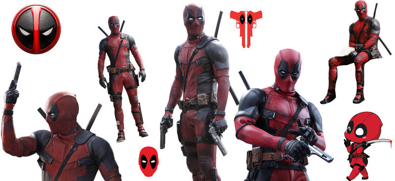 Deadpool character collage UV DTF can glass wrap sticker KA-5916