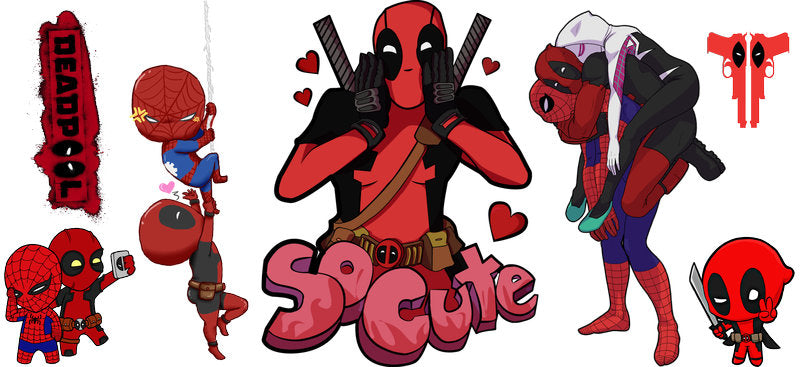 Cute Deadpool cartoon UV DTF cup wrap decal for tumblers KA-5917