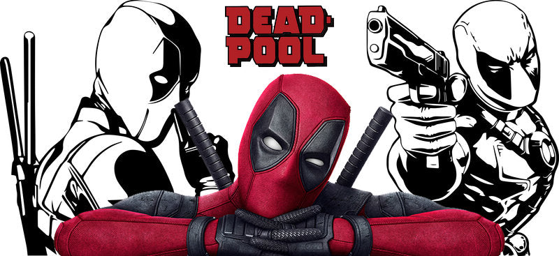 Deadpool black and white comic UV DTF Libbey wrap KA-5919