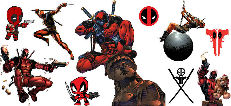 Deadpool battle action UV DTF glass cup wrap decal KA-5927