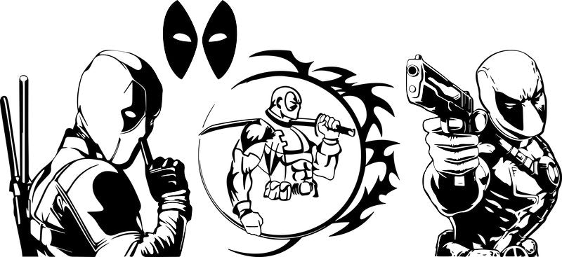 Deadpool black white panel UV DTF Libbey wrap sticker KA-5942