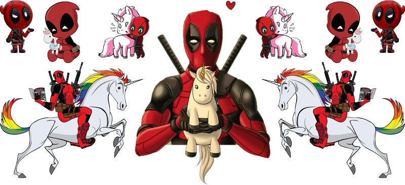 Deadpool party scene UV DTF Libbey glass wrap sticker KA-5949
