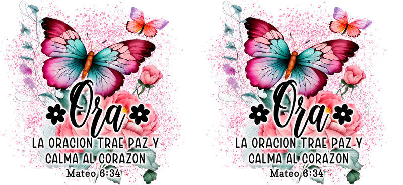 Oracion mariposa UV DTF Libbey cup wrap decal KA-5973
