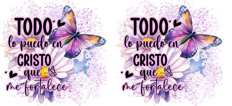 Todo Lo Puedo faith UV DTF glass cup wrap decal KA-5982