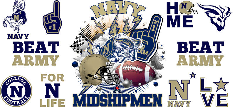 Navy Midshipmen Football Tumbler Cup Wrap for Libbey Glass KA-6017