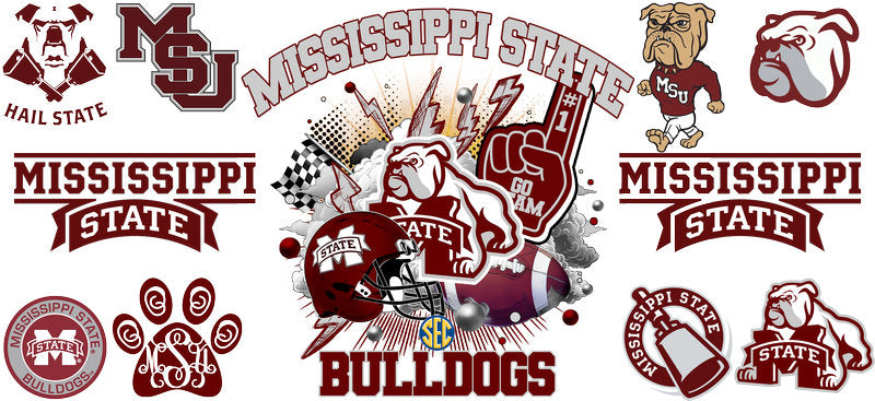 Mississippi State Bulldogs Football Tumbler Wrap Sticker KA-6033