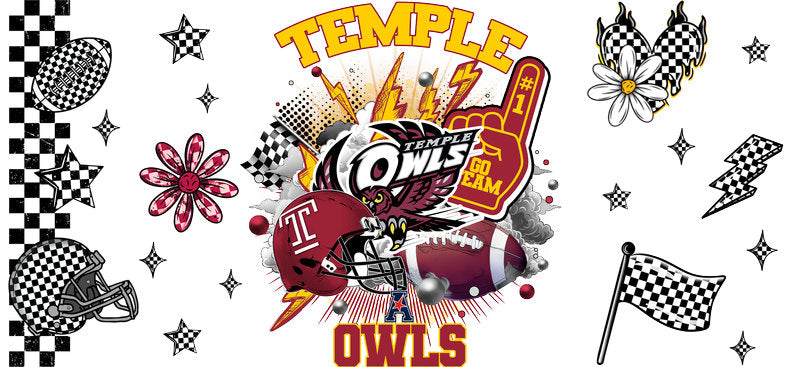 Temple Owls Football Glass Cup Sticker KA-6144