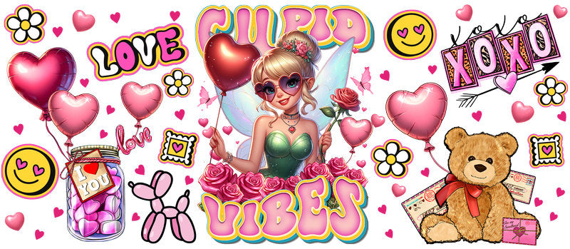 Disney Princess Minnie Valentine Hearts UV DTF Tumbler Wrap KA-6176