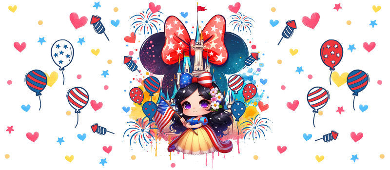 Disney Princess Minnie Red White Blue UV DTF Glass Wrap KA-6201