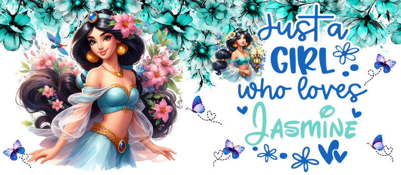 Disney Princess Jasmine Floral UV DTF Cup Wrap KA-6229