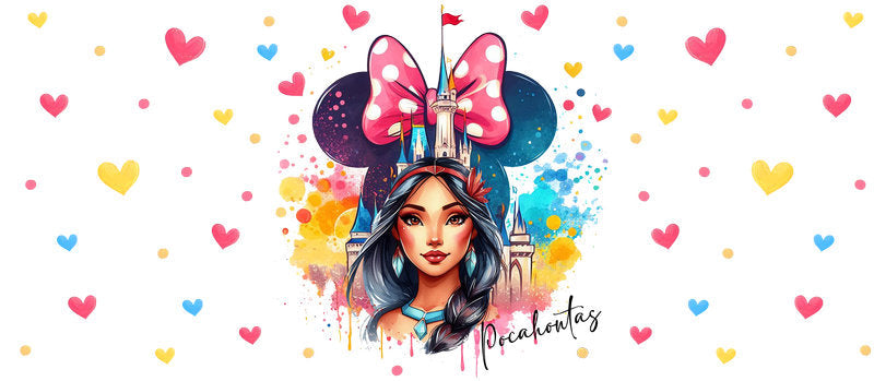 Disney Princess Minnie Hearts Pastel UV DTF Glass Wrap KA-6264