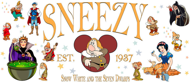 Disney Princess Snow White Sneezy UV DTF Cup Wrap KA-6285