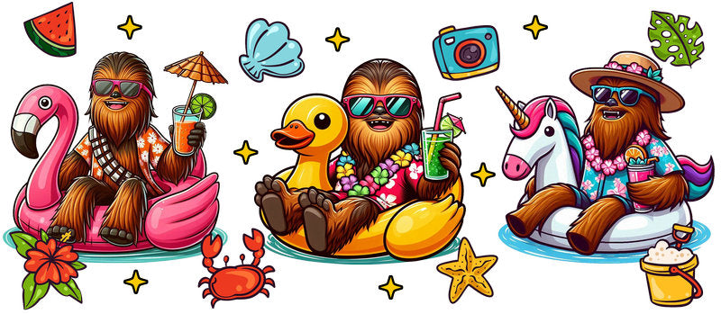 Star Wars Chewbacca Summer Float UV DTF Cup Wrap for 16oz Libbey Glass KA-6323