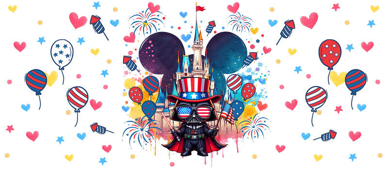 Star Wars Patriotic Mickey Bow UV DTF Cup Wrap for 16oz Libbey Glass KA-6346