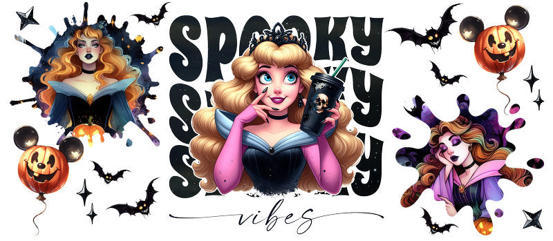 Disney Rapunzel Spooky Season Halloween UV DTF Cup Wrap for 16oz Libbey Glass KA-6379