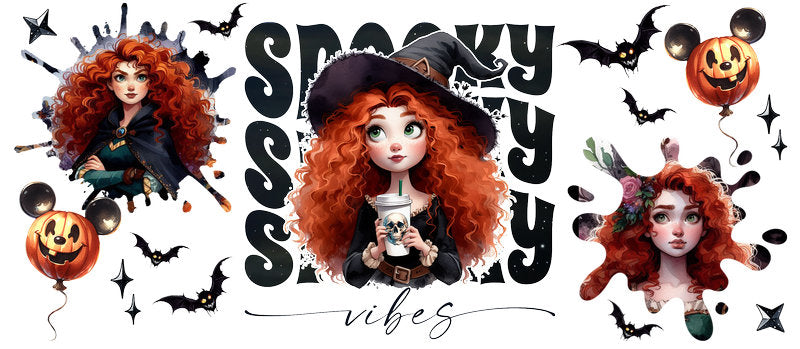 Disney Merida Brave Spooky Season Halloween UV DTF Cup Wrap for 16oz Libbey Glass KA-6406