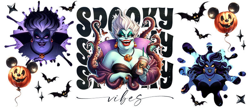 Disney Ursula Little Mermaid Villains Halloween UV DTF Cup Wrap for 16oz Libbey Glass KA-6438