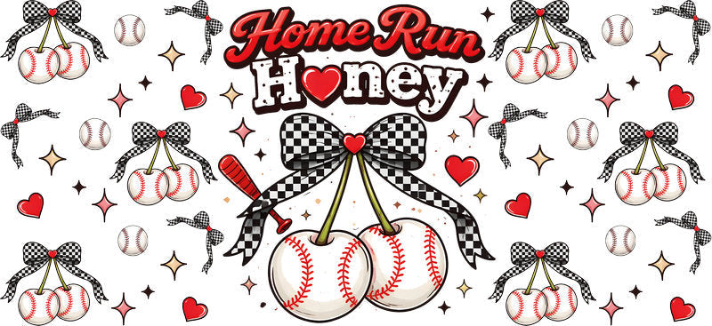 Home Run Honey Baseball UV DTF Cup Wrap for 16oz Libbey Glass KA-6443