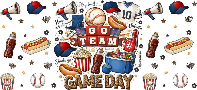 Go Team Game Day UV DTF Cup Wrap for 16oz Libbey Glass KA-6454