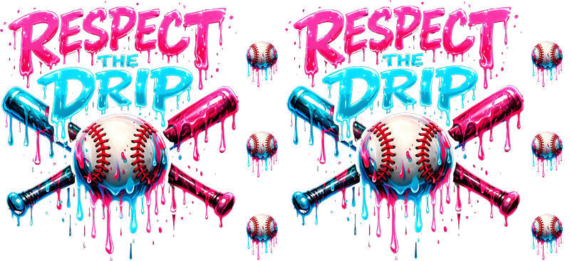 Respect The Drip Softball UV DTF Cup Wrap for Libbey Glass KA-6482
