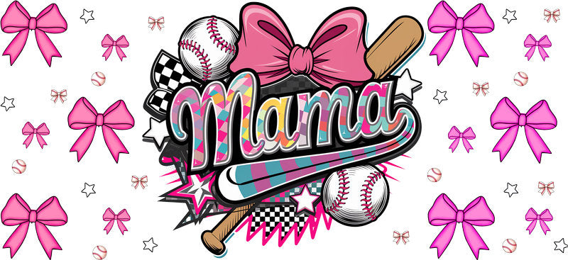 Mama Pink Softball UV DTF Cup Wrap for Libbey Glass KA-6489